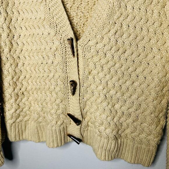 Pamela Love Beige Off-White Knit Fisherman Button Front Sweater Size Small - Picture 5 of 10